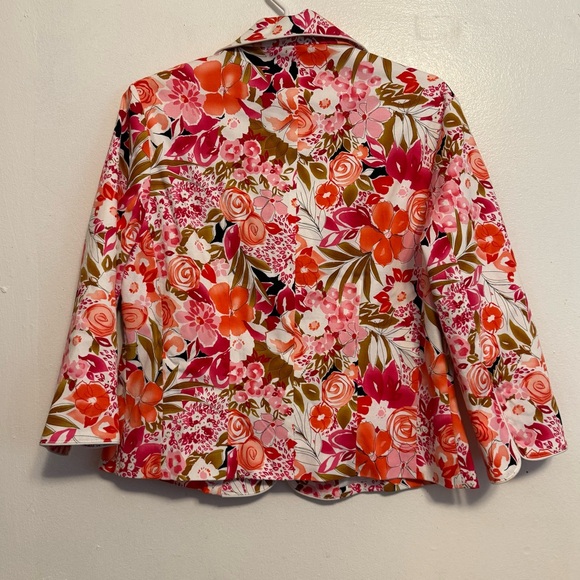 Ann Trinity Women's Vibrant Floral Blazer Multicolor Button Front Size L - Picture 7 of 11